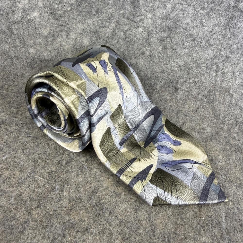 J Garcia Nude Collection Twenty-Four Mens Silk Tie Abstract Sage Lavender Grey
